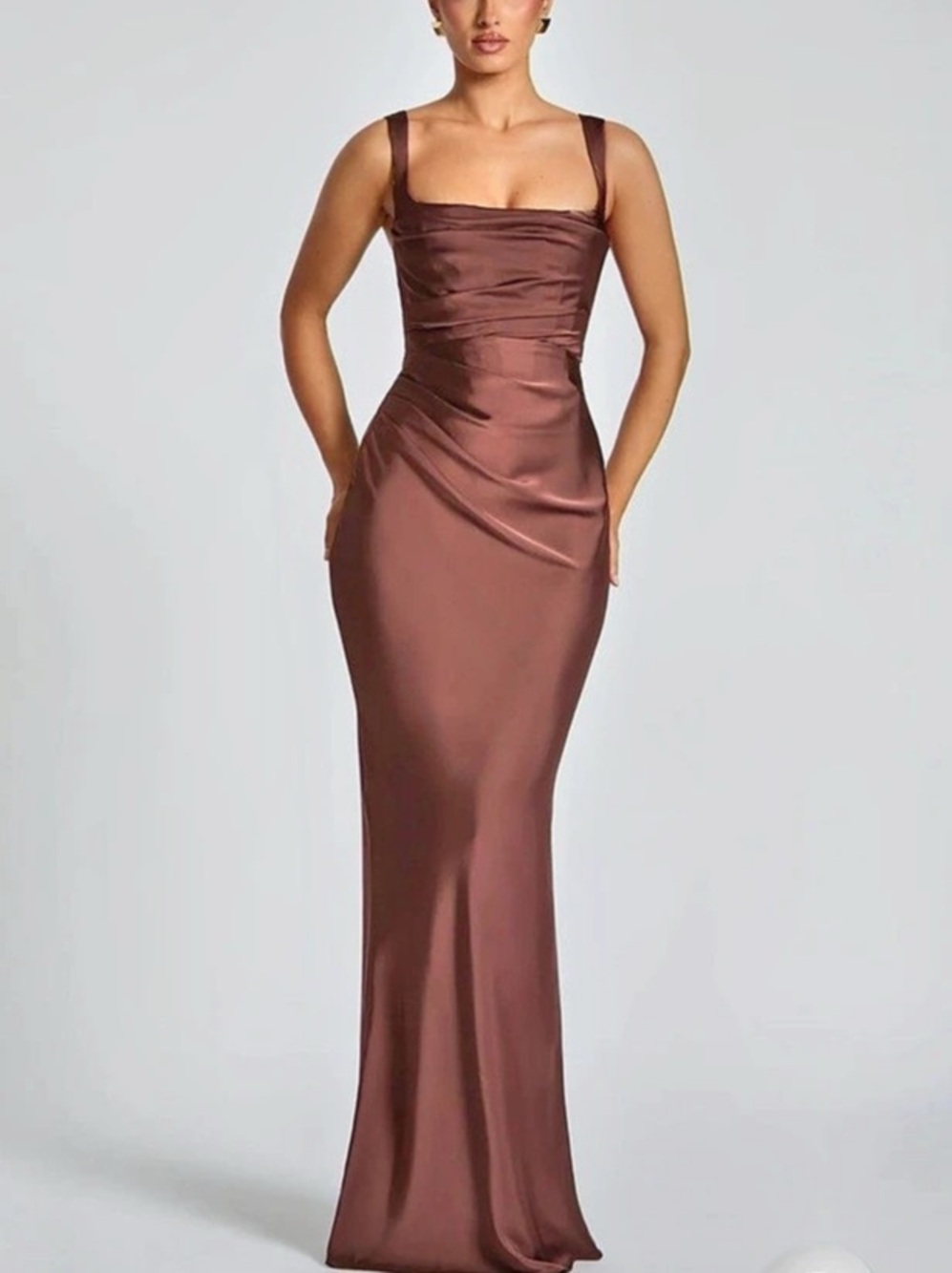 BABYBOO Brown Satin-Style Maxi Dress - Like New
CALANTHE MAXI DRESS - PLUM BROWN